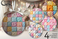 Candy patchwork | 4 retro Round ornaments sublimation P Product Image 1