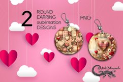 Valentine Shabby chic | 2 Sublimation round earring designs Product Image 1