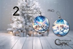 Sleeping baby animals | nursery Sublimation round earring P Product Image 1