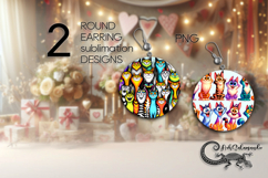 Funny pets | 2 Cartoon style Round earring sublimation PL Product Image 1