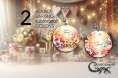 Watercolor Spring | Round Earring Sublimation design PL Product Image 1