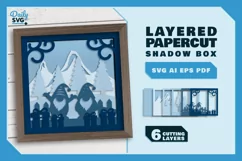 3D Christmas Gnomes in Snowie Scene Layered Papercut Product Image 1