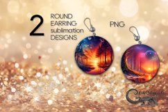 Fantasy landscape | 2 Round earring Sublimation designs Product Image 1