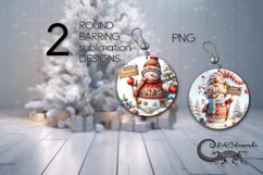 Christmas snowman | 2 cute Round earring Sublimation designP Product Image 1