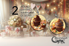 Easter cake | 2 spring Round Earring Sublimation designs Product Image 1