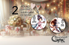 Good morning | coffee Round earring sublimation designs PL Product Image 1