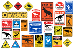 Dinosaur Road Sign Stickers Set 19 vector Designs Product Image 1