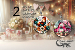 Bautiful farmhouse | 2 Round earring Sublimation designs PL Product Image 1