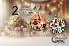 Modern pets | Cartoon style Round earring sublimation PL Product Image 1