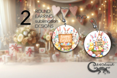 Watercolor Easter | Spring Round Earring Sublimation PL Product Image 1