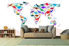 Detailed Multicolor Dinosaur World Map Product Image 5
