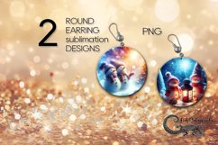 Christmas snowman | 2 Round earring Sublimation designs Product Image 1