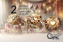 Romantic Sunflowers | Round earring Sublimation design PL Product Image 1