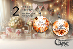 Hello Autumn | Round Earring Sublimation designs, PL Product Image 1