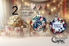 Patriotic USA flowers | American Round earring design PL Product Image 1