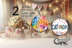 Cat lovers | Cartoon style Round earring sublimation PL Product Image 1