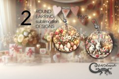 Vintage Easter | Retro Round Earring Sublimation designs PL Product Image 1