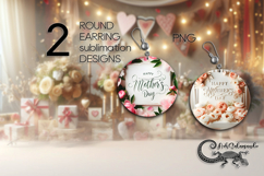 Mother&#039;s day flowers | 2 Round Earring Sublimation designs Product Image 1