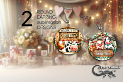 Funny farmhouse | 2 Round earring Sublimation designs PL Product Image 1