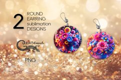 Fantasy flowers | Round earring Sublimation design PLUS Product Image 1