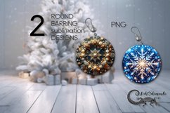 Christmas snowflake | xmas Round earring Sublimation designs Product Image 1