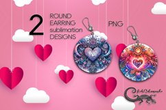 Valentine inscription | 2 Sublimation round earring designs Product Image 1