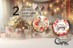 Hello Spring | Round Earring Sublimation design PL Product Image 1