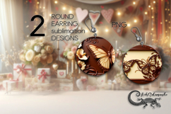 Chocolate is my love | Round earring sublimation design PL Product Image 1