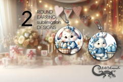 Easter rabbit | spring Round Earring Sublimation designs PL Product Image 1