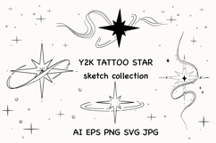 Y2K Tattoo Star Sketch SVG PNG EPS Product Image 1