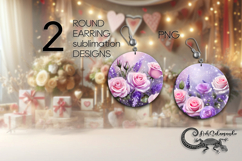 Delicate Roses | Round earring sublimation design PLUS Product Image 1