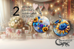Impressionism sunflowers | Fairy Round earring sublimation P Product Image 1