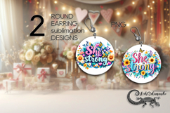 Motivating inscription | Round earring sublimation design P Product Image 1