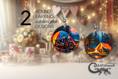 Tent in forest | Round earring sublimation design PL Product Image 1