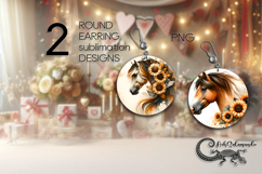 Horse | Round earring Sublimation design PL Product Image 1