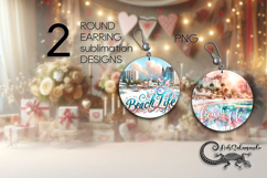 Bright Beach Life | Sublimation round earring designs Product Image 1