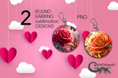 Watercolor Roses | Round earring sublimation design Product Image 1