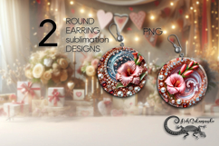 Flowers | Retro spring Round Earring Sublimation PL Product Image 1