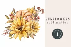 Sunflower bouquet sublimation. Wedding bouquet clipart Product Image 1