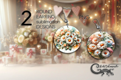 Gentle flowers | Round earring sublimation design PL Product Image 1