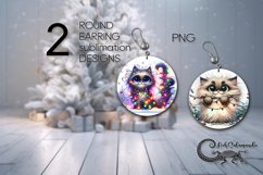 Christmas cat | funny Round earring Sublimation designs PL Product Image 1