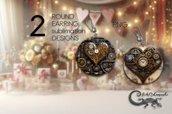 Valentine vintage hearts | 2 Sublimation round earring PL Product Image 1