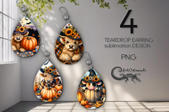 Halloween cows | 4 funny Teardrop earring sublimation Product Image 1