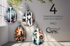 Halloween brushstroke | Teardrop Earring Sublimation designs Product Image 1