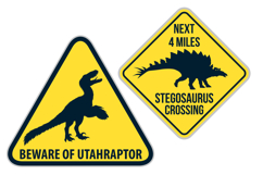 Dinosaur Road Sign Stickers Set 19 vector Designs Product Image 11