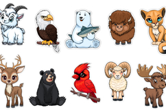 Set of vector cute kid animals of USA Product Image 2