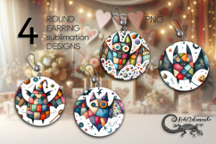 Halloween patchwork | 4 Sublimation round earring designs Product Image 1