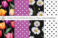 Seamless Florals &amp; Polka Dot Patterns | Digital Papers Product Image 1
