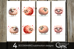 Valentine sheep | 4 love bookmarks sublimation designs Product Image 1