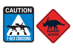 Dinosaur Road Sign Stickers Set 19 vector Designs Product Image 13